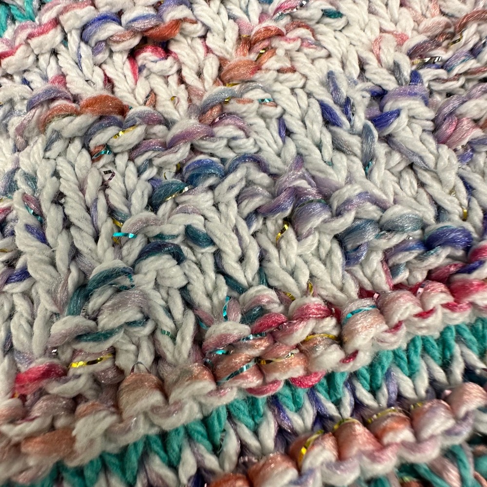 VTG CUTE Aztec Print Mock Neck‎ Sweater Metallic Multi Color Speckled Knit - Picture 7 of 16